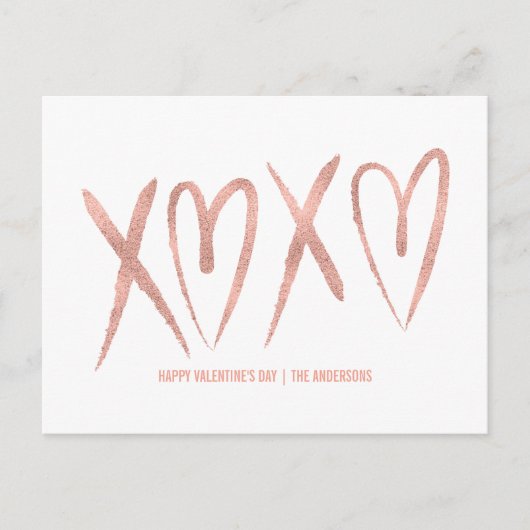 Moderne Roos Gold Valentijn Briefkaart (Voorkant)