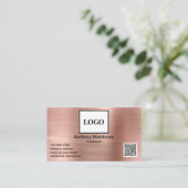 Moderne Roos Gold Voeg Logo en QR-code toe Visitekaartje (Staand voorkant)