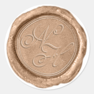 Moderne Roos Gold Wax Seal Monogram Wedding Sticke Ronde Sticker