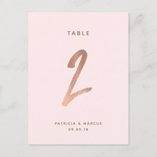 Moderne Roos Gold Wedding Table number 2 Briefkaart