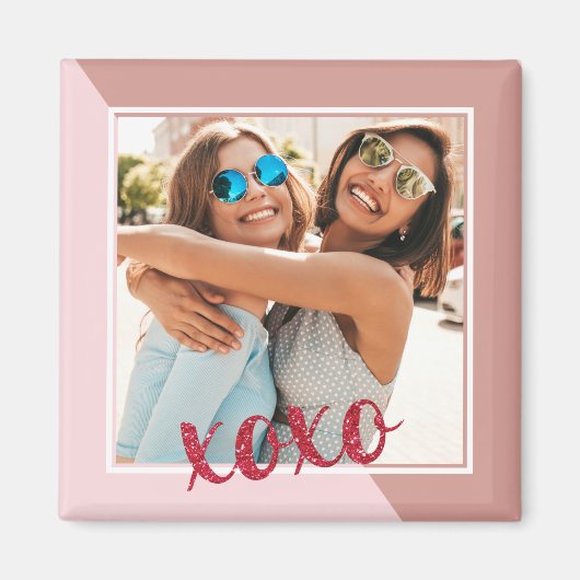 Moderne Roos Gold XOXO Galentine Dag Bestie Magneet (Voorkant)