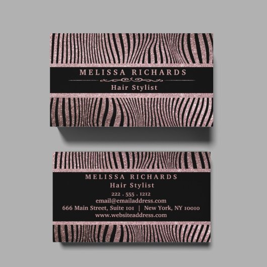 Moderne Roos Gold Zebra Stripes Pattern Visitekaartje