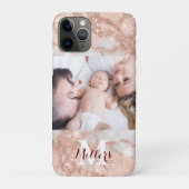 Moderne roos gouden glitter marmeren monogram foto Case-Mate iPhone case (Achterkant)