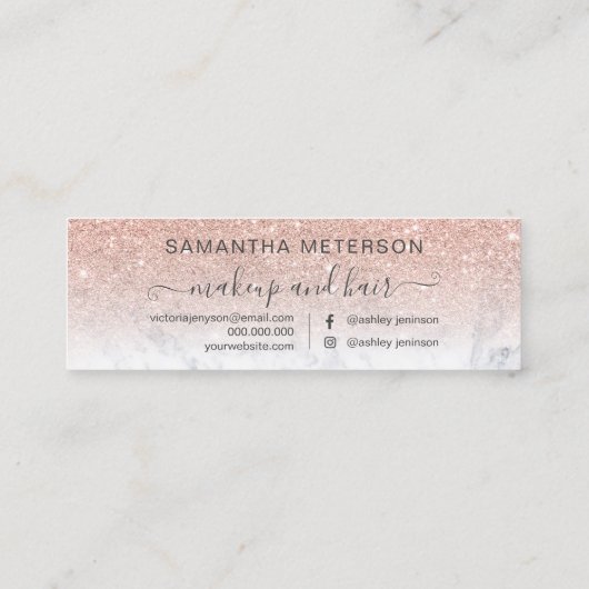 Moderne roos gouden glitter ombre blush afspraak mini visitekaartje (Achterkant)