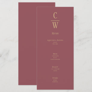 Moderne Roos roze gouden bruiloft-monogrammen Menu