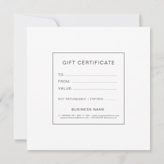 Moderne Roos Square Cadeaubon (Achterkant)