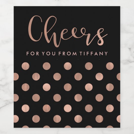 Moderne Roos Stippen | Proost Typografie Wijn Etiket (Enkel label)