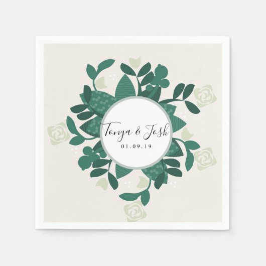 Moderne Roos Struik Greenery Servet (Voorkant)