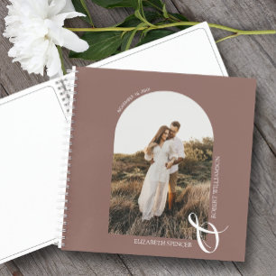 Moderne Roos Taupe Guest Book op Photo Arch Weddin Notitieboek