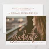 Moderne Roos Typografie | Foto van de Afstuderen Kaart (Voorkant / Achterkant)