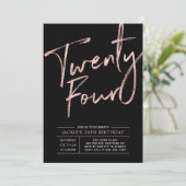 Moderne Roos voor penseelscript Gold 24e verjaarda Kaart (Staand voorkant)