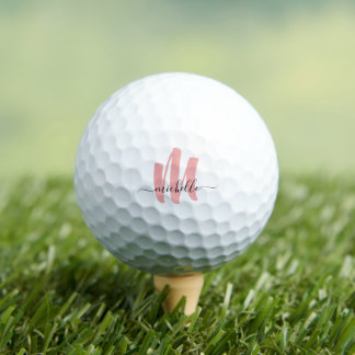 moderne roos witte monogram initiaal handelsnaam golfballen