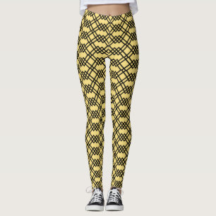 Moderne roosterbalk Geometrische butter Geel en zw Leggings