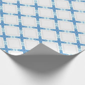 Moderne roosterblauwe witte klas cadeaupapier (Hoek)