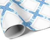 Moderne roosterblauwe witte klas cadeaupapier (Rol Hoek)