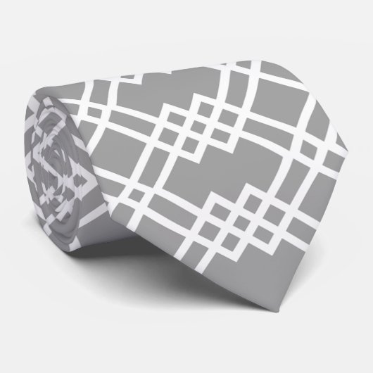 Moderne roosters geometrisch arm grijs en wit stropdas (Opgerold)