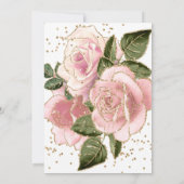 Moderne rose floral bébé fille douche Invitations (Dos)