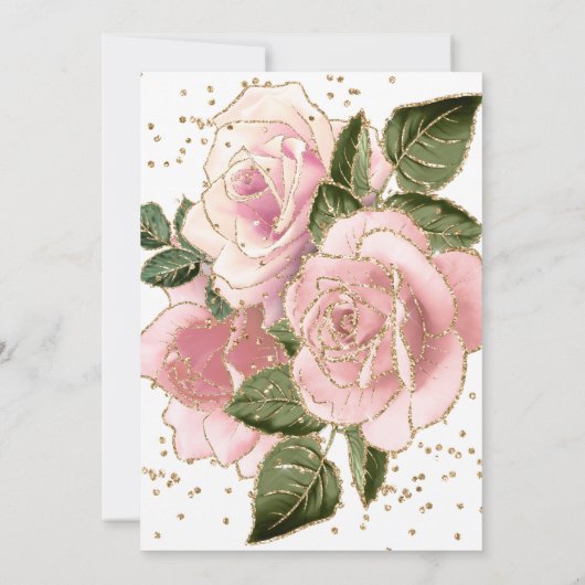 Moderne rose floral bébé fille douche Invitations (Dos)