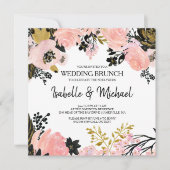 Moderne rose Floral Post Mariage Brunch Invitation (Devant)