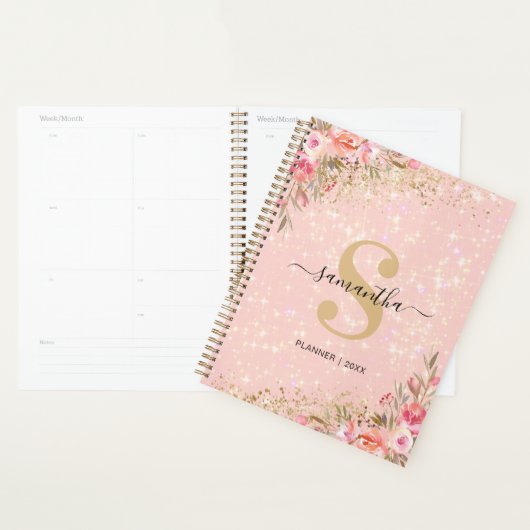 Moderne Rose Gold Floral 2026 (Devant avec enveloppe)