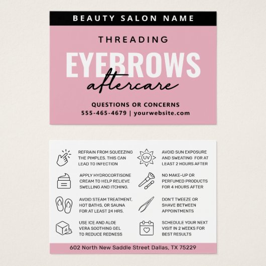 Moderne rose Luxe Eyebrow Threading Aftercare (Devant & derrière)