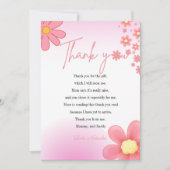 Moderne rose marguerite thèmes baby shower merci (Devant)