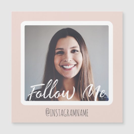 Moderne rose médias sociaux Suivez-moi Magnet phot (Devant)