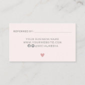 Moderne rose pâle Référencer Une Carte D'Ami (Dos)