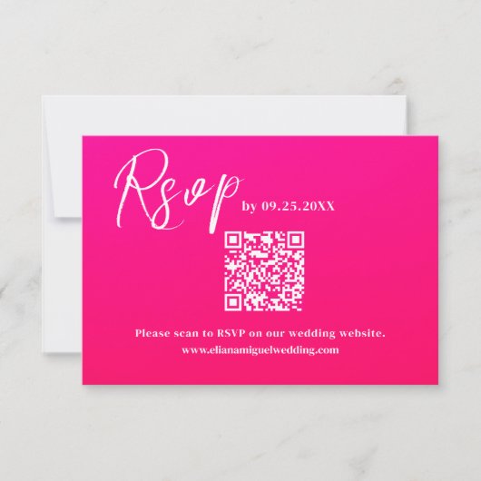 Moderne rose QR Code Réponse de la carte mariage R (Devant)