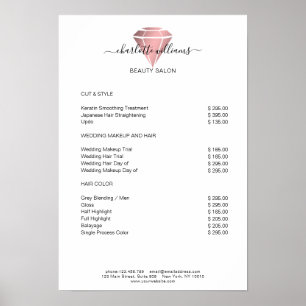 Moderne Rosegold Diamond-prijslijst Poster