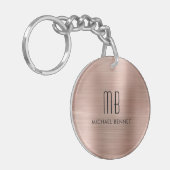 Moderne Roségouden Monogram Sleutelhanger (Voorkant Links)