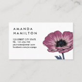 Moderne rosewood Anemone Botanical Professional Visitekaartje (Achterkant)