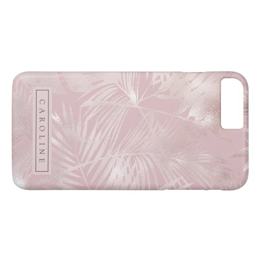 Moderne rosy Gold Palms Marble-telefoontas Case-Mate iPhone Case (Achterkant (Horizontaal))