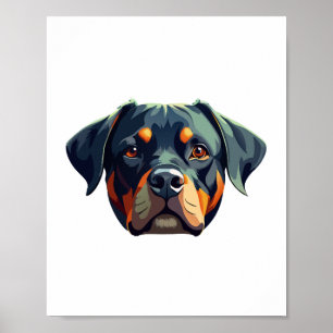 Moderne Rottweiler Portret - Vetgedrukte Vector St Poster