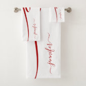 Moderne Rouge rayé blanc élégant (En situation)