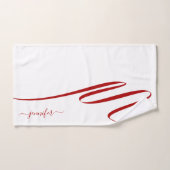 Moderne Rouge rayé blanc élégant (Serviette à main)