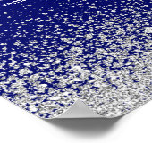 Moderne Royal Blauw Zilveren Glitter Bruiloft Poster (Hoek)