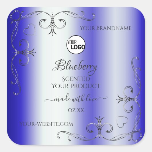 Moderne Royal Blue Silver  Product Label Logo (Voorkant)