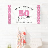 Moderne roze 50 geweldige 50e verjaardag spandoek (Insitu)