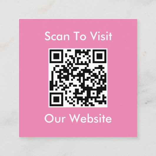 Moderne Roze Aangepaste Logo en QR Code Vierkante Vierkante Visitekaartje (Achterkant)