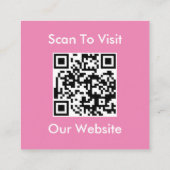 Moderne Roze Aangepaste Logo en QR Code Vierkante  Visitekaartje (Achterkant)