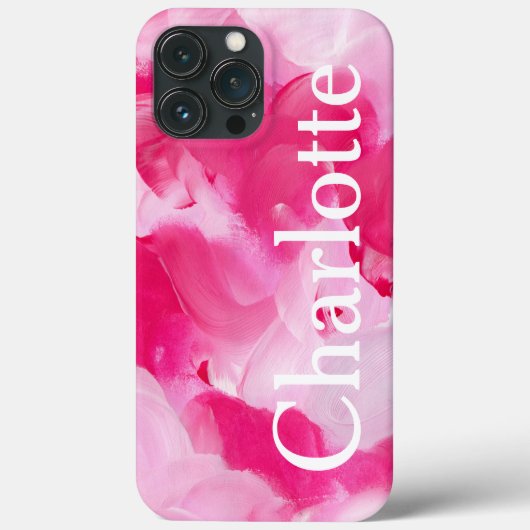 Moderne Roze Abstracte Borstellijn Aangepaste naam Case-Mate iPhone Case (Achterkant)