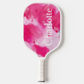 Moderne Roze Abstracte Borstellijn Aangepaste naam Pickleball Paddle (Achterkant)