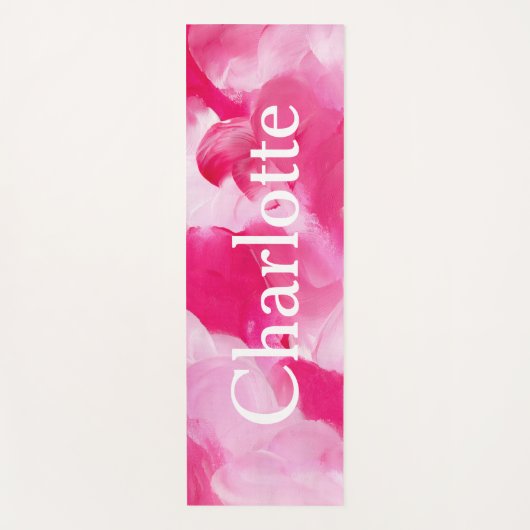 Moderne Roze Abstracte Borstellijn Aangepaste naam Yogamat (Voorkant)