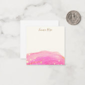 Moderne roze Abstracte Waterverf Bedankt voor je o Notitiekaartje (Voorkant / Achterkant in situ)