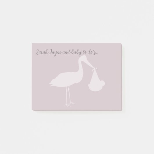 Moderne roze Baby shower Post it Notes (Voorkant)