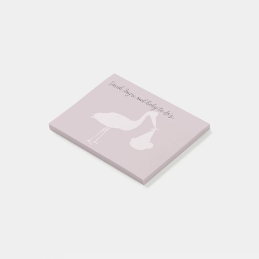 Moderne roze Baby shower Post it Notes (Schuin)