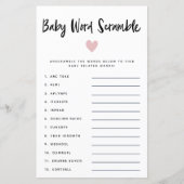 Moderne roze Baby Word Scramble Game (Voorkant)