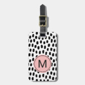Moderne Roze Bagage Label met Monogram (Voorkant verticaal)