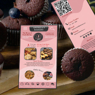 Moderne Roze Bakkerij Voeg Logo en Merkfoto's Toe Visitekaartje